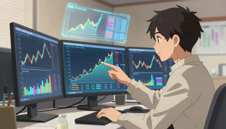 Visual representation of "chartist" - A person who uses graphs or charts of financial data to predict future trends and make investment decisions