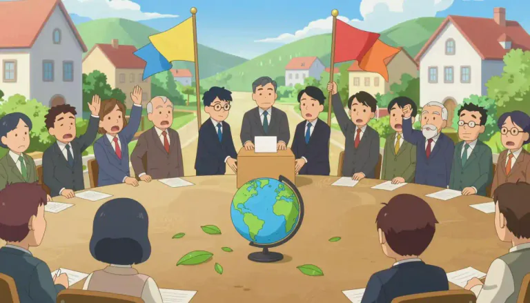 Visual representation of "politicize" - To make something part of a political discussion when it was not before