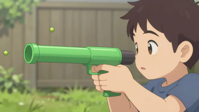 Visual representation of "peashooter" - A simple toy that shoots small projectiles, often used by children.