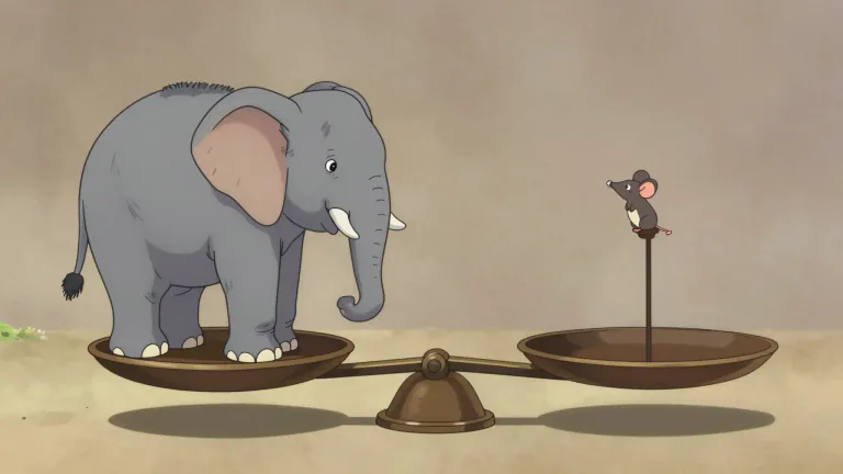 Visual representation of "outweigh" - To be heavier than something else.
