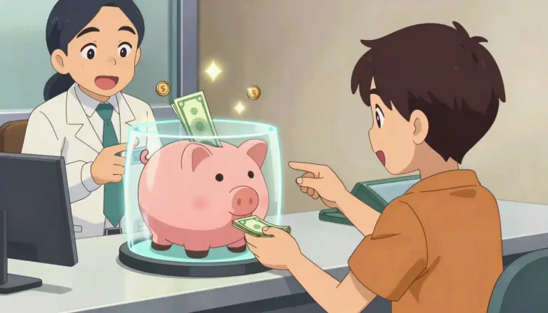 Visual representation of "deposit" - A sum of money placed or kept in a bank account, usually to gain interest.