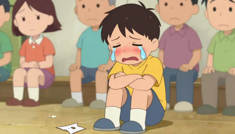 Visual representation of "crybaby" - A person who cries or complains a lot, especially for little reason
