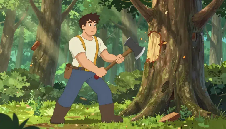 Visual representation of "axeman" - A person who uses an axe, especially for their job.