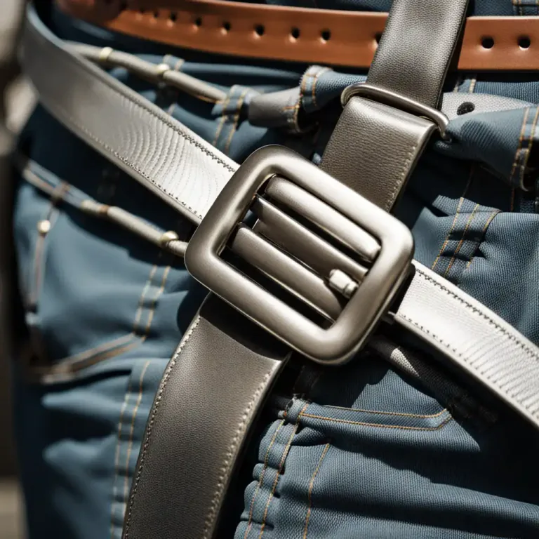 Visual representation of "buckle" - A device used to fasten two loose ends, with a frame and a pin