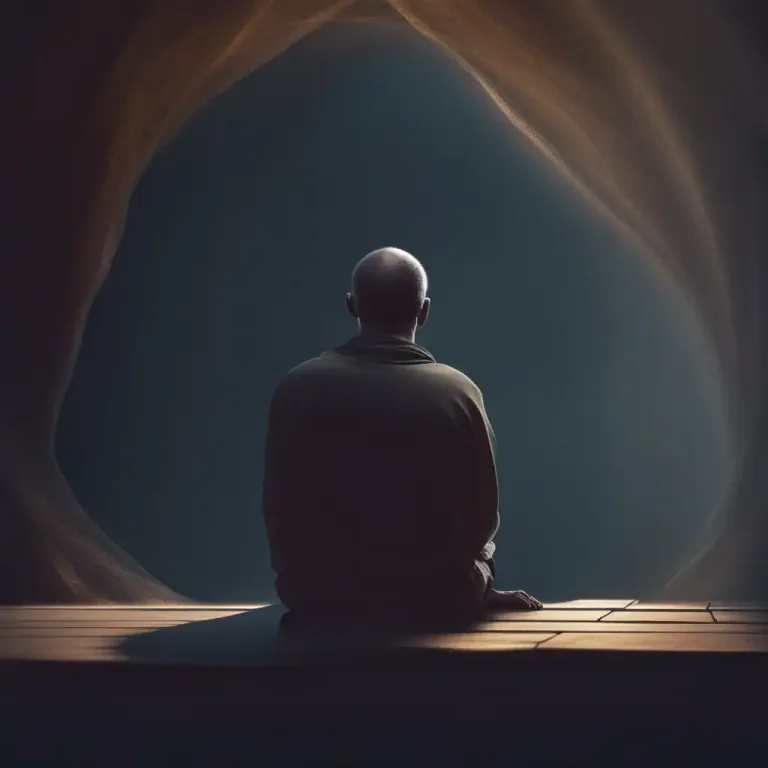 Visual representation of "inward" - Relating to one's mind or soul, being introspective or thoughtful about your personal thoughts and feelings.