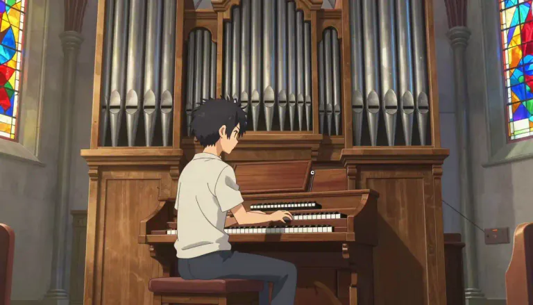 Visual representation of "organist" - A person who plays the organ, especially as a job in a church.