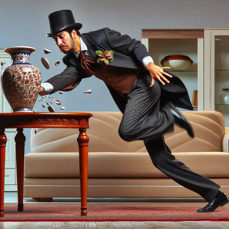 Visual representation of "blunderbuss" - A person who always makes mistakes, especially a clumsy or noisy one