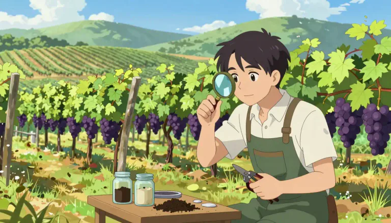 Visual representation of "viticulture" - The science, production, and study of grapes.