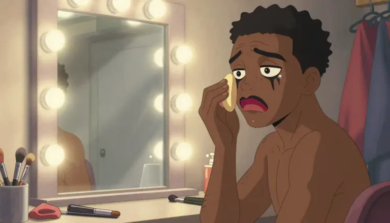 Visual representation of "blackface" - A type of makeup used mainly by non-black performers to resemble a black person.