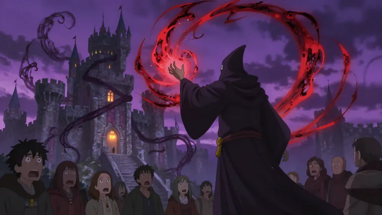 Visual representation of "malediction" - A formal expression of a curse; in literature, it often symbolizes the power of words to create misfortune.