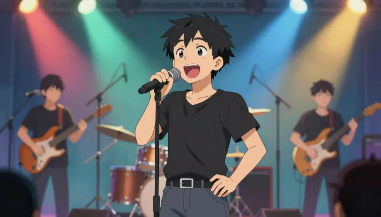 Visual representation of "frontman" - The lead singer in a rock or pop music band.