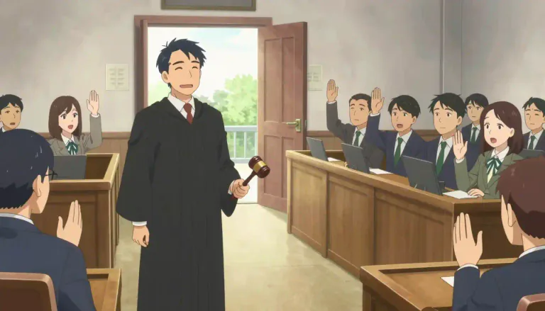 Visual representation of "acquittal" - The act of officially deciding that someone is not guilty of a crime