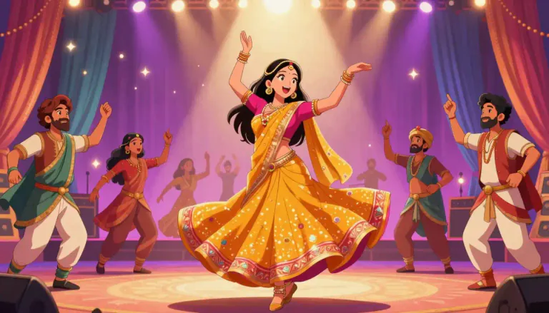 Visual representation of "filmi" - Relating to or characteristic of Indian films.