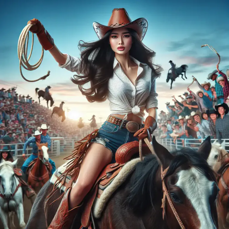 Visual representation of "cowgirl" - A professional female rodeo performer.