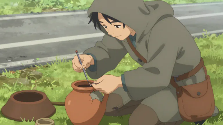 Visual representation of "tinker" - A person who repairs things in a makeshift way, often while traveling.