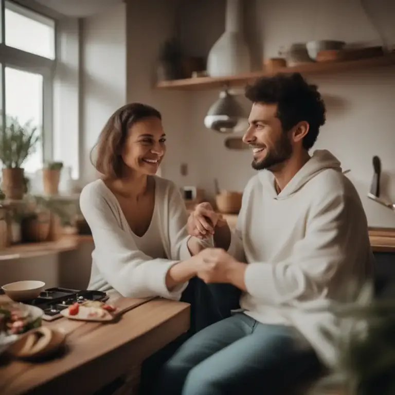Visual representation of "be/live in each other’s pockets" - To spend a lot of time close together, usually because two people are very close or dependent on each other.
