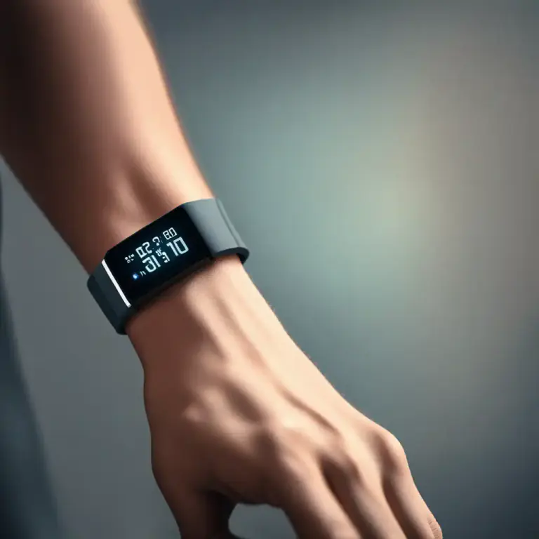 Visual representation of "wristband" - A band worn around the wrist that has a specific function, such as tracking health data