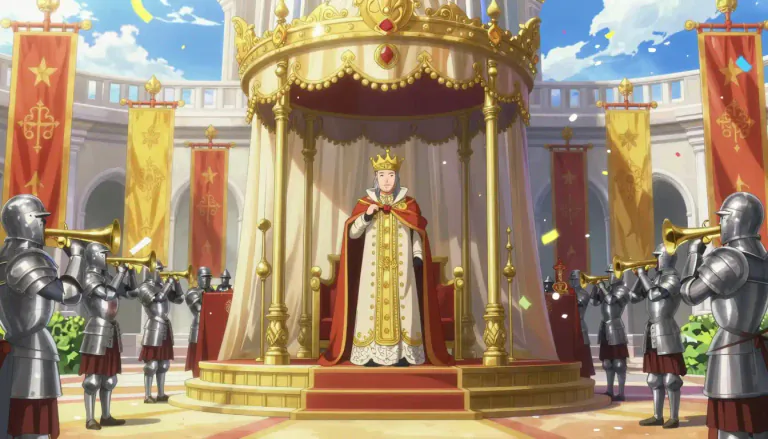 Visual representation of "pomp" - A display of splendor or grandness
