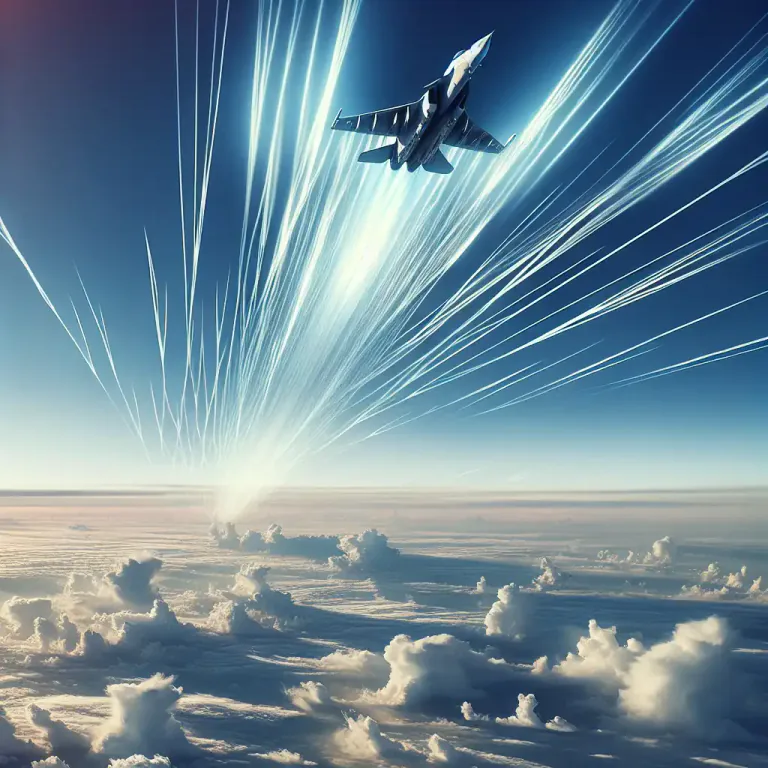 Visual representation of "chaff" - Strips of metal or foil dropped by an aircraft to confuse enemy radar