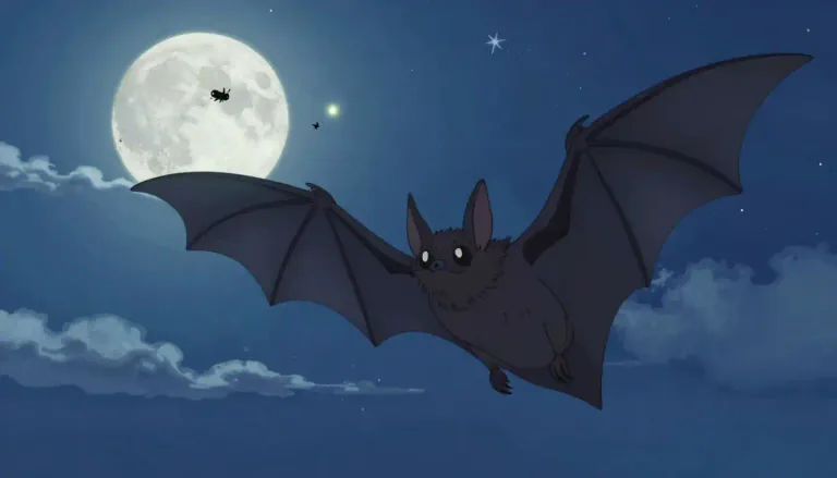 Visual representation of "bat" - A small animal that flies at night and feeds on insects.