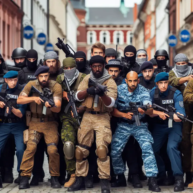Visual representation of "paramilitary" - A member of an unofficial military group.