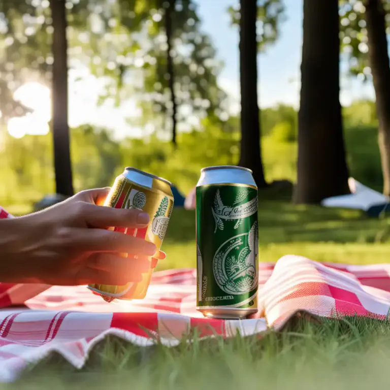 Visual representation of "be in the can" - Refers to beer being in a can rather than a bottle.