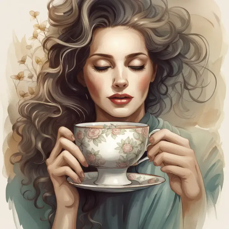 Visual representation of "sip" - To drink a small amount of a liquid, like tea or coffee