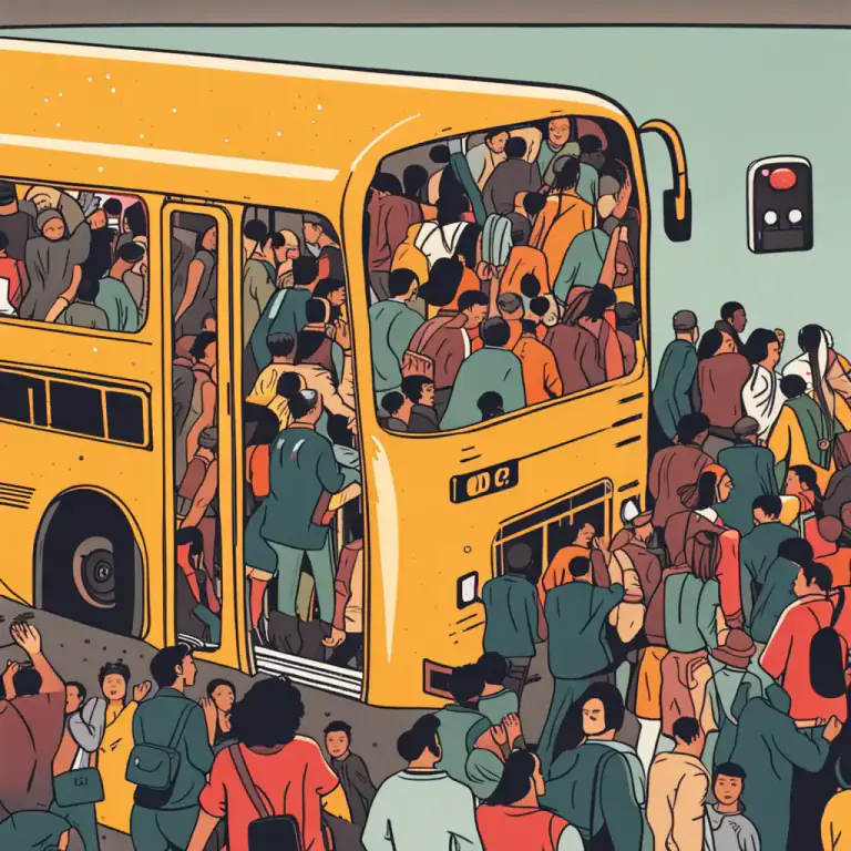 Visual representation of "pile on" - To climb onto or into something, especially in large numbers