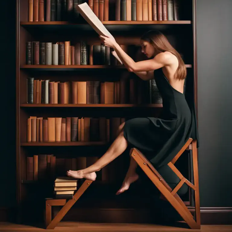 Visual representation of "step up" - A device, such as a footstool, used for reaching higher levels