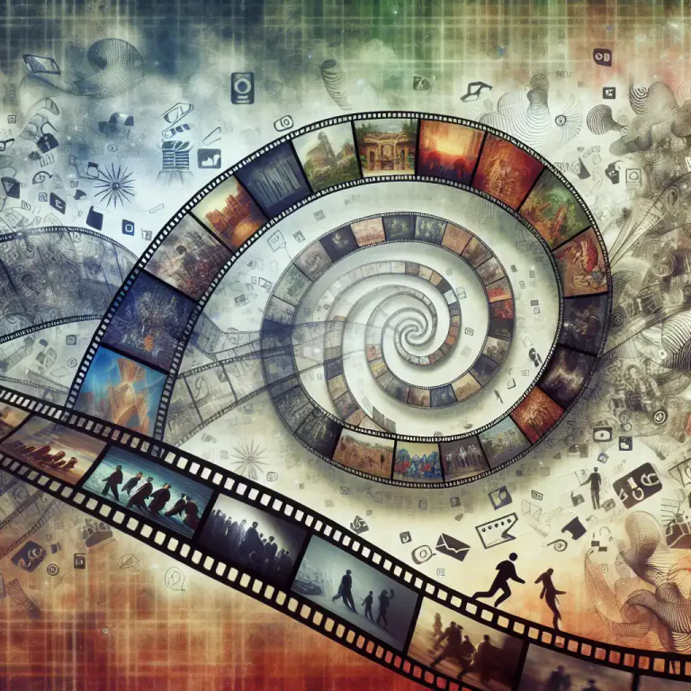 Visual representation of "mashup" - In video or film, it's a digital work created by combining scenes or clips from various sources.