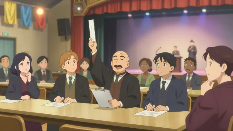 Visual representation of "juror" - A person who helps make a decision in a contest or competition