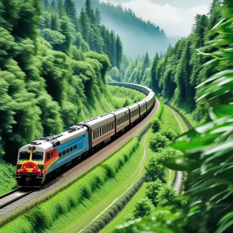 Visual representation of "railroad" - A method of transportation using a system of railway tracks