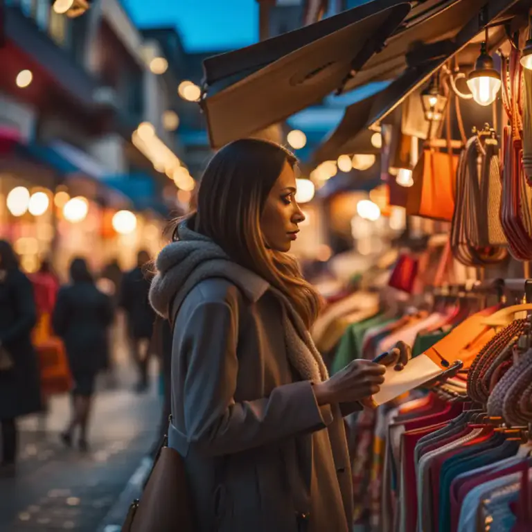 Visual representation of "look around" - To visit a place and see what is there or what can be bought