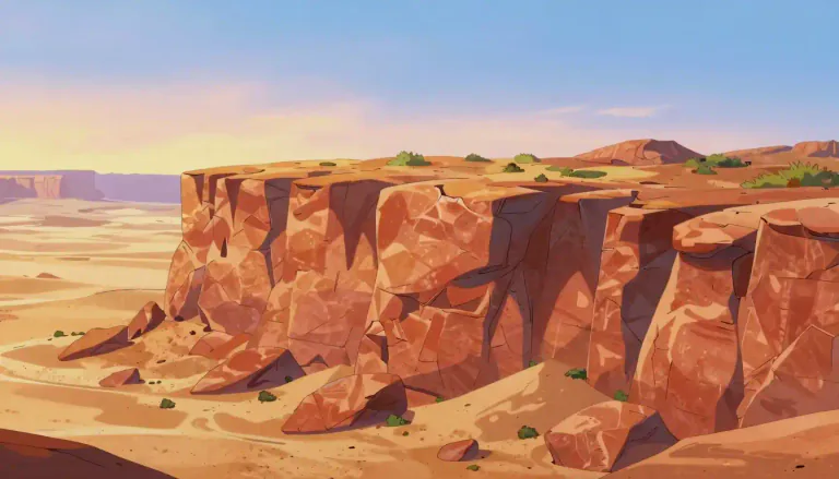 Visual representation of "mesa" - A flat area on top of a hill with steep sides