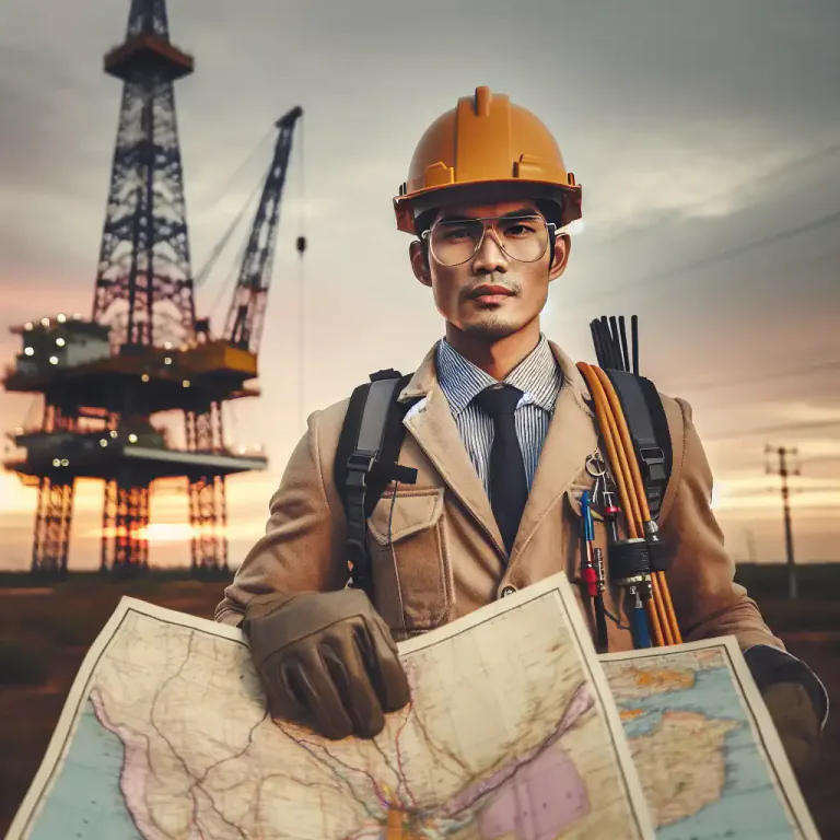 Visual representation of "prospector" - A person who explores an area to find oil, gas or other valuable resources.