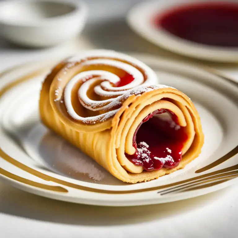 Visual representation of "roly-poly" - A British dessert that is filled with jam and rolled up in a spiral