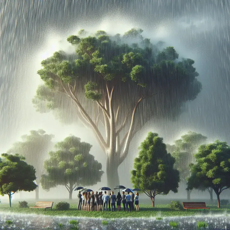 Visual representation of "downfall" - A heavy fall of rain or snow