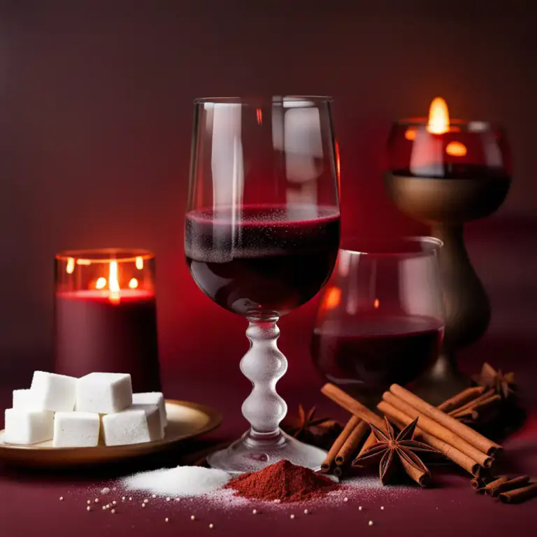 Visual representation of "mulled" - Describes a drink or liquid that has been heated and mixed with spices and sugar.