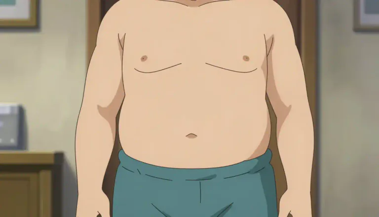 Visual representation of "flab" - Soft loose flesh on a person's body
