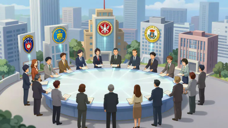 Visual representation of "consortium" - A group of companies or organizations who agree to work together