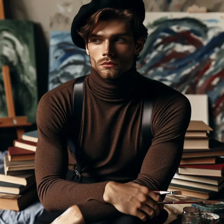 Visual representation of "beatnik" - A person viewed as over-intellectual, anti-establishment, and having an interest in arts, particularly literature, music, and abstract painting.