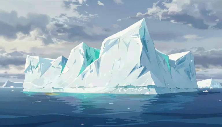 Visual representation of "berg" - A large mass of ice floating in the sea