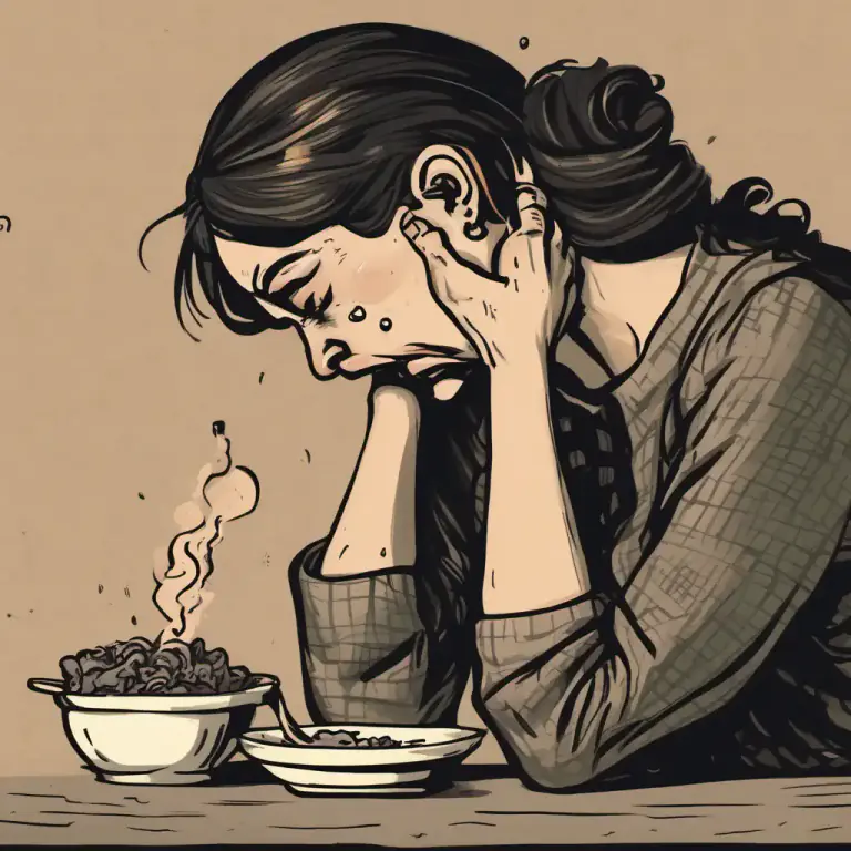 Visual representation of "bring up" - To cause to feel ill or to vomit