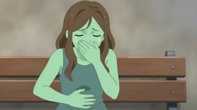 Visual representation of "nauseous" - Feeling like you are about to vomit