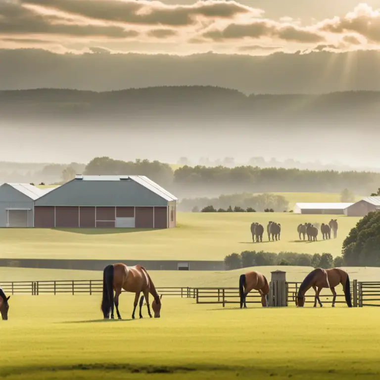 Visual representation of "stud" - A farm or stable where horses are kept for breeding