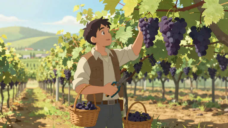 Visual representation of "winegrower" - A person who grows grapes for making wine.