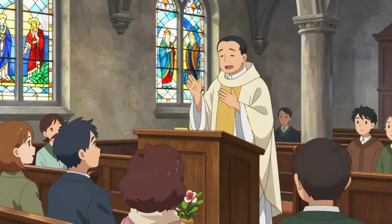 Visual representation of "sermon" - A religious talk given by a religious leader, usually in a church