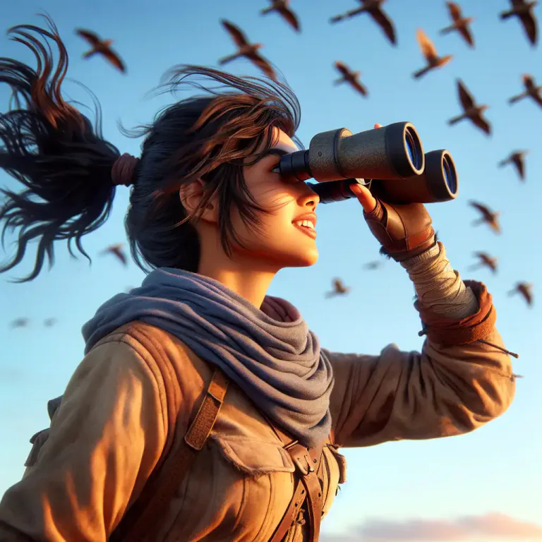 Visual representation of "binocular" - A device you look through with both eyes to see things that are far away