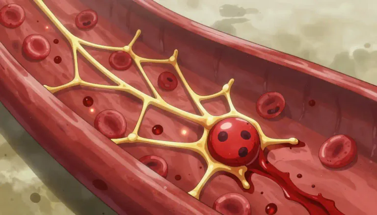 Visual representation of "fibrin" - A protein formed in blood during clotting process