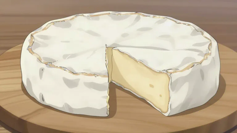 Visual representation of "brie" - Brie is a soft, creamy cheese made from cow's milk, originating from the Brie region of France. It has a pale color with a soft, edible rind.